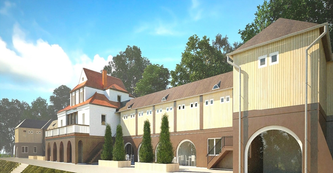 Zdjęcie przedstawia Łazienki Rzeczne w Poznaniu